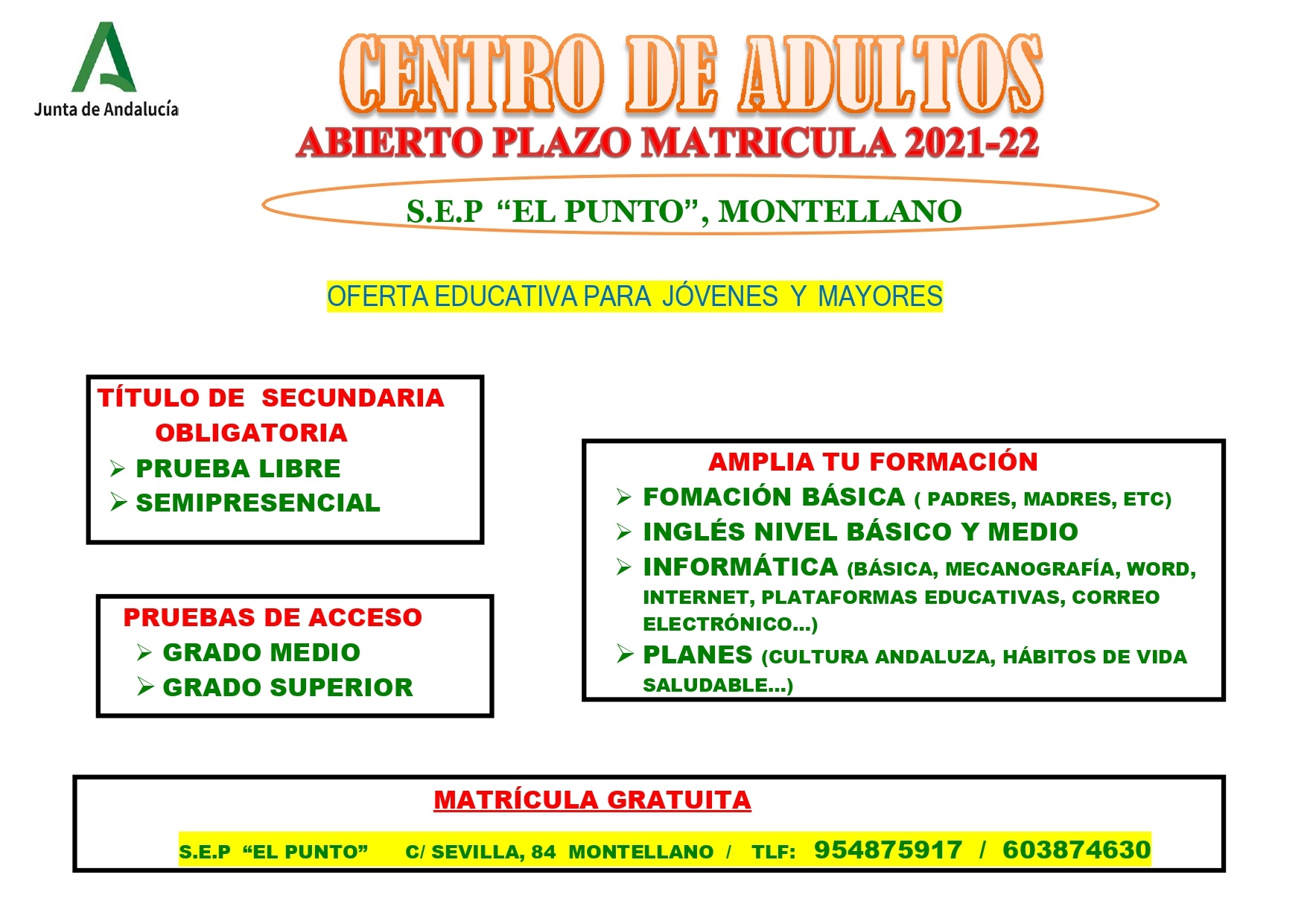 CARTEL SEPTIEMBRE 2021 centro adultos