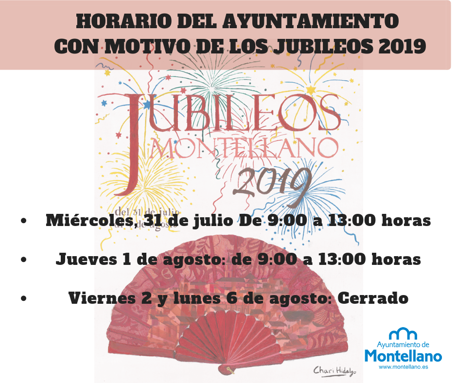 HORARIO DEL AYUNTAMIENTO CON MOTIVO DE LOS JUBILEOS 2018