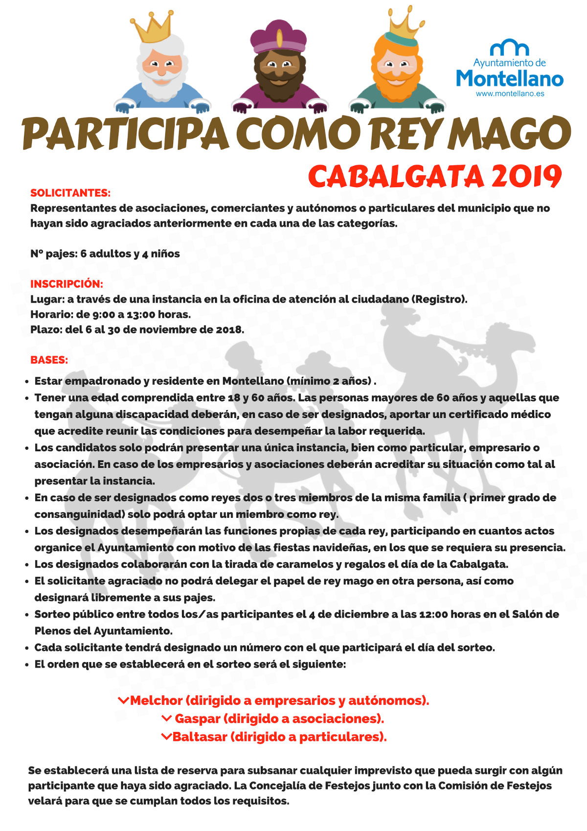 participa como rey mago. Cabalgata 2019